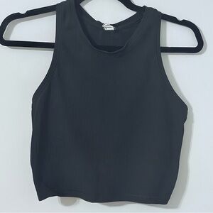 90 Degree by Reflex Ribbed Cropped Racerback Tank Black Athletic Top Size S
